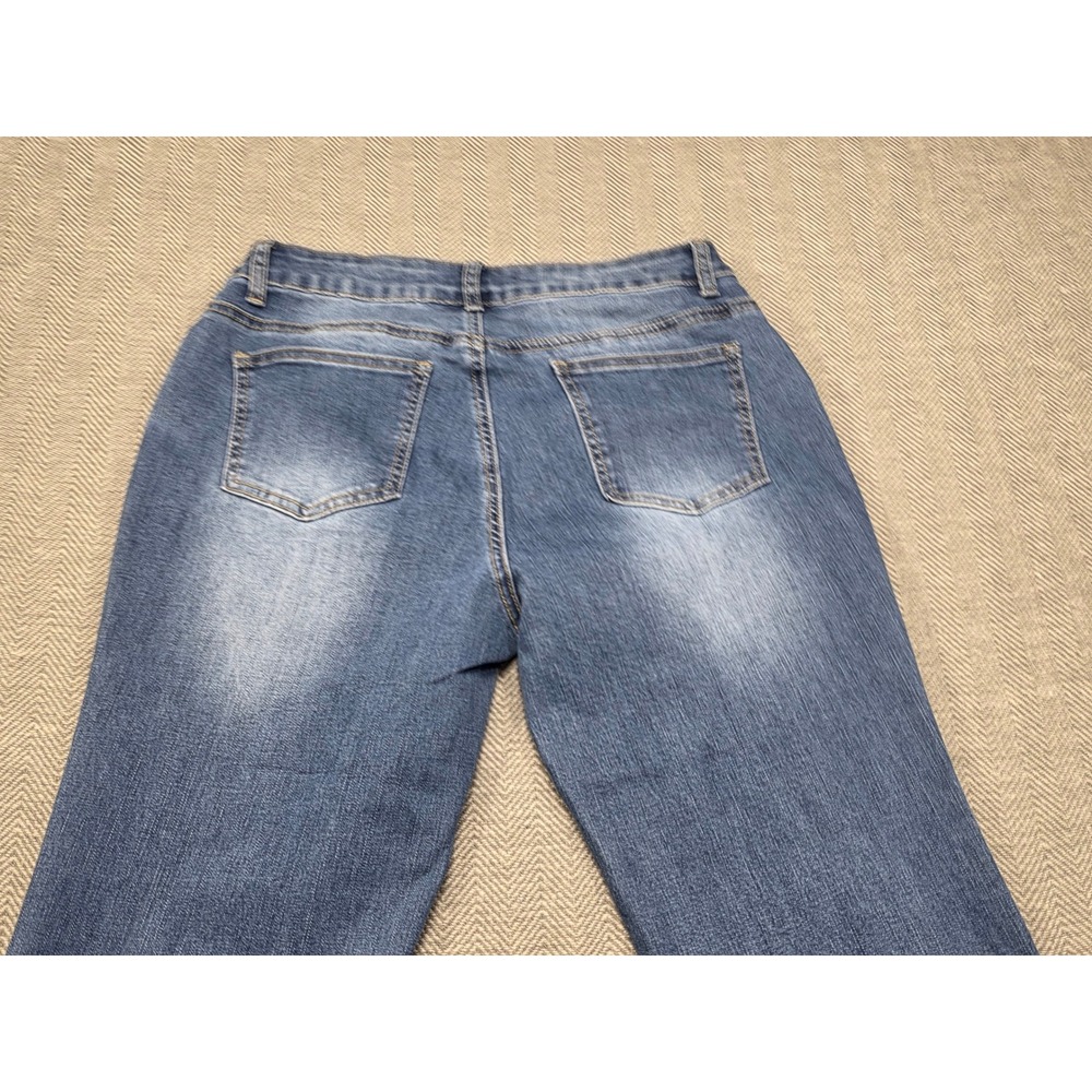 Flamingals Womens Straight Leg Jeans Medium Wash Blue Stretch Denim Size L NEW - Picture 5 of 5
